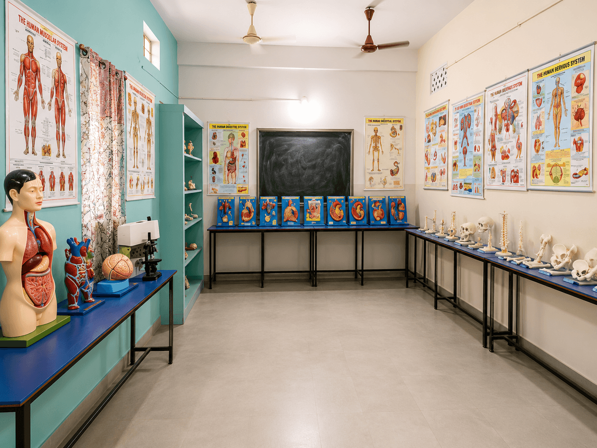 Nursing laboratory with anatomy models